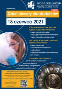 Plakat Dnia Otwartego IFJ PAN dla studentów 2021